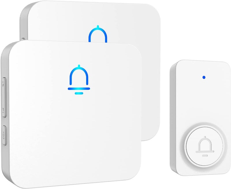 SECRUI Doorbell, 2 Receiver Wireless Doorbell with 1000ft Range, Adjustable Volume, Waterproof Design, Hassle-Free Installation, 32 Melodies, White - Image 1